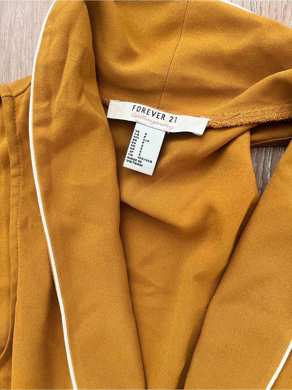 Forever 21 Mustard Blazer with White Piping Detail